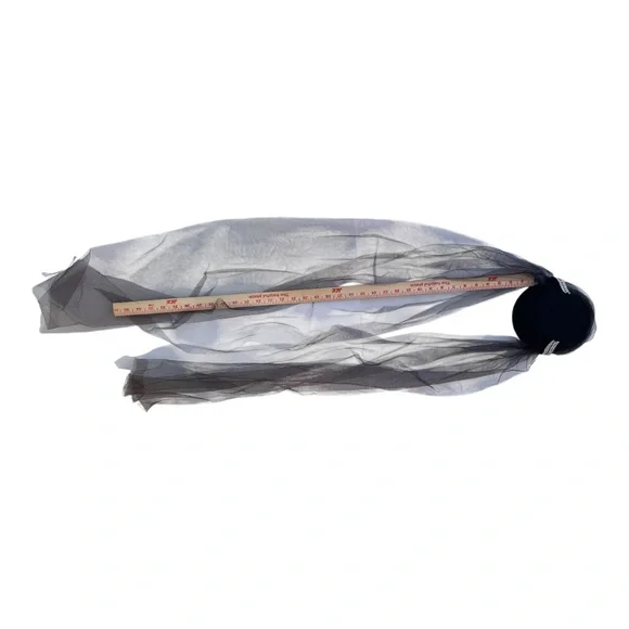 Vintage Tulle Train Art-Deco Rhinestone-Style Pillbox Hat - Picture 14 of 16